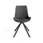 Swivel chair upholstered in fabric with black steel legs