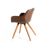 Chair upholstered in leatherette with solid wood legs in Walnut color