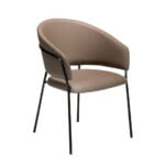 Chair upholstered in leatherette with black steel frame