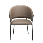 Chair upholstered in leatherette with black steel frame