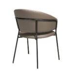 Chair upholstered in leatherette with black steel frame