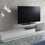 Mueble TV de madera color Blanco y acero cromado