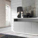 White wooden sideboard and stainless steel