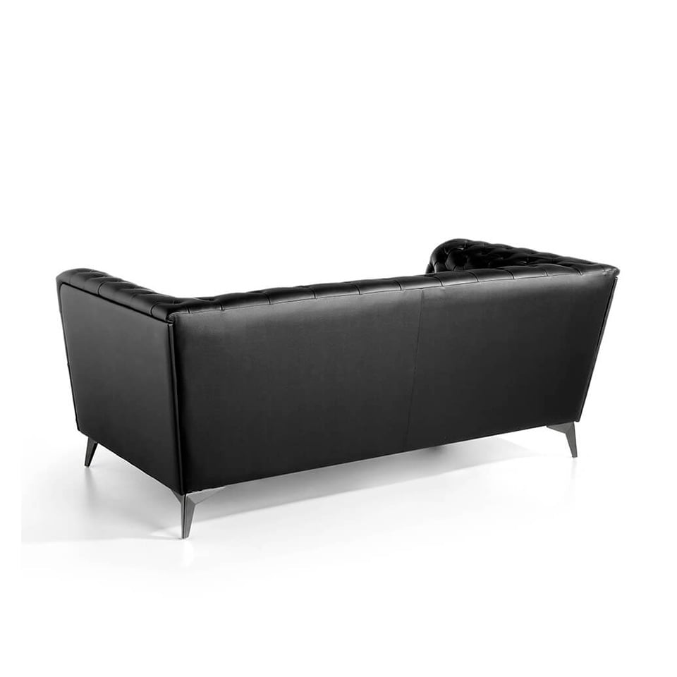 2-seater sofa upholstered in leather with steel legs in grey epoxi 2-seater sofa upholstered in leather with steel legs in grey epoxi