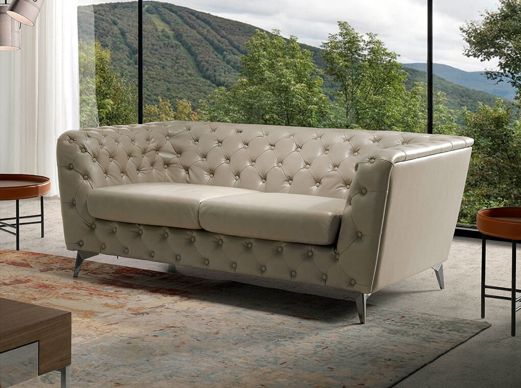 2-seater Sofa upholstered in leather with steel legs 2-seater Sofa upholstered in leather with steel legs