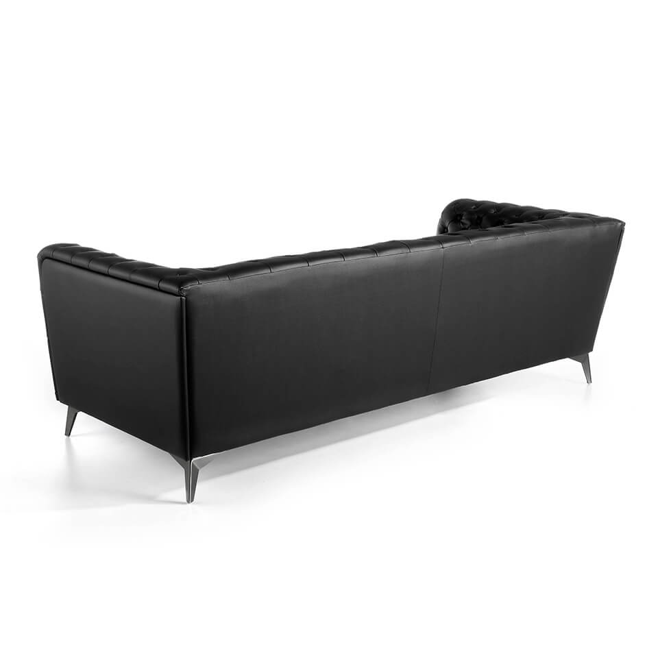 3 Seat Sofa upholstered in leather with steel legs in grey epoxi 3 Seat Sofa upholstered in leather with steel legs in grey epoxi