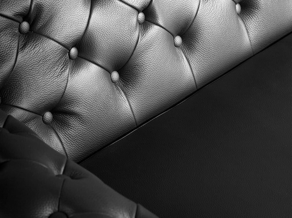 3 Seat Sofa upholstered in leather with steel legs in grey epoxi 3 Seat Sofa upholstered in leather with steel legs in grey epoxi