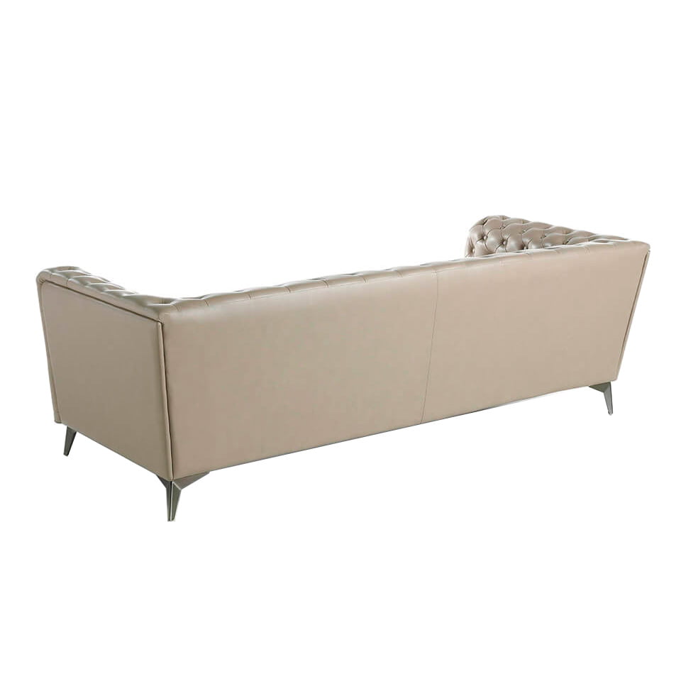 3-Seater sofa upholstered in leather with steel legs in grey epoxi 3-Seater sofa upholstered in leather with steel legs in grey epoxi