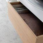 TV stand in white wood, oak and white steel