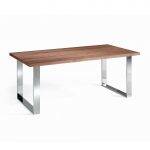 Walnut wood and chrome steel dining table