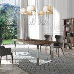 Walnut wood and chrome steel dining table
