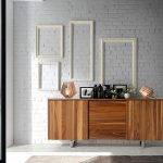 Walnut wood and chrome steel sideboard