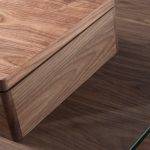 Square coffee table in tempered glass and Walnut wood