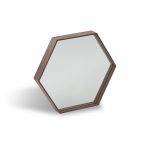 Walnut wood frame hexagonal mirror