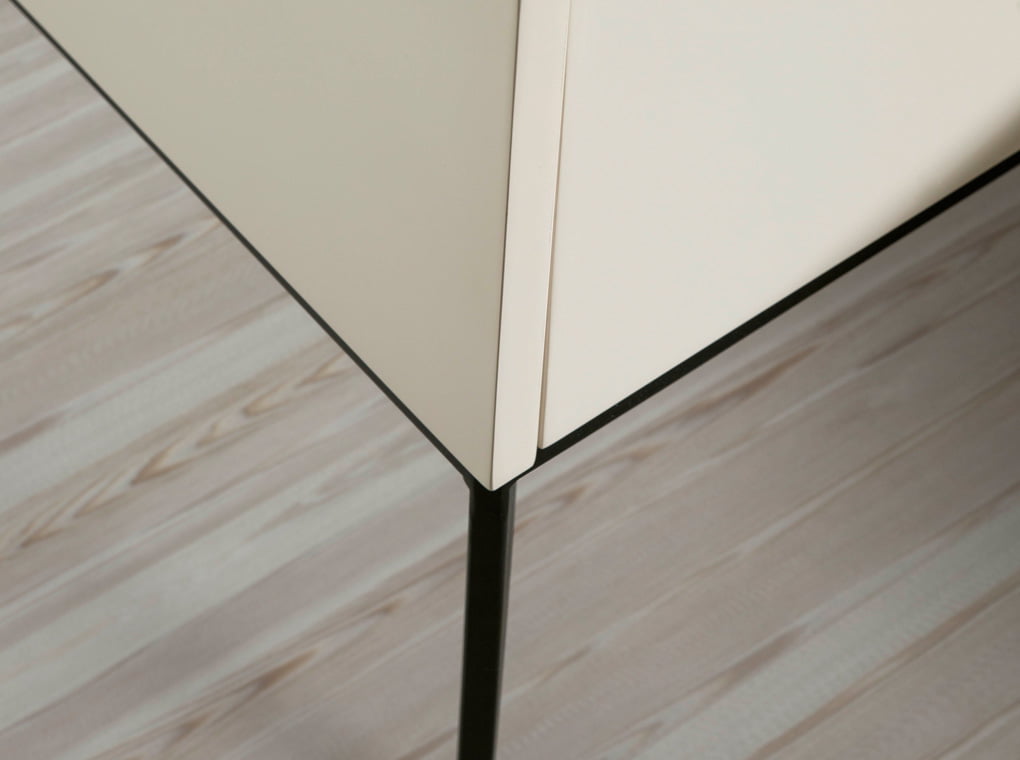 Lacquered bedside table with black steel legs Lacquered bedside table with black steel legs