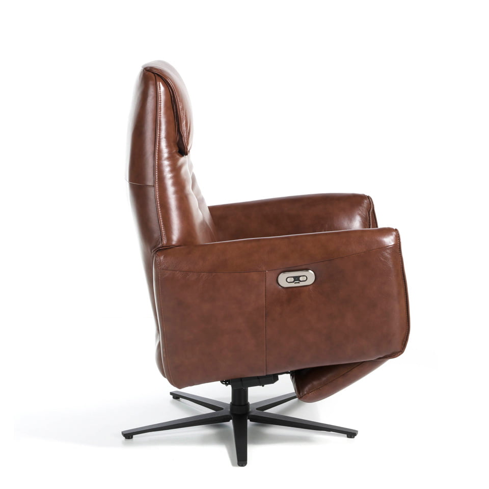 Swivel double relax armchair upholstered in leather Swivel double relax armchair upholstered in leather