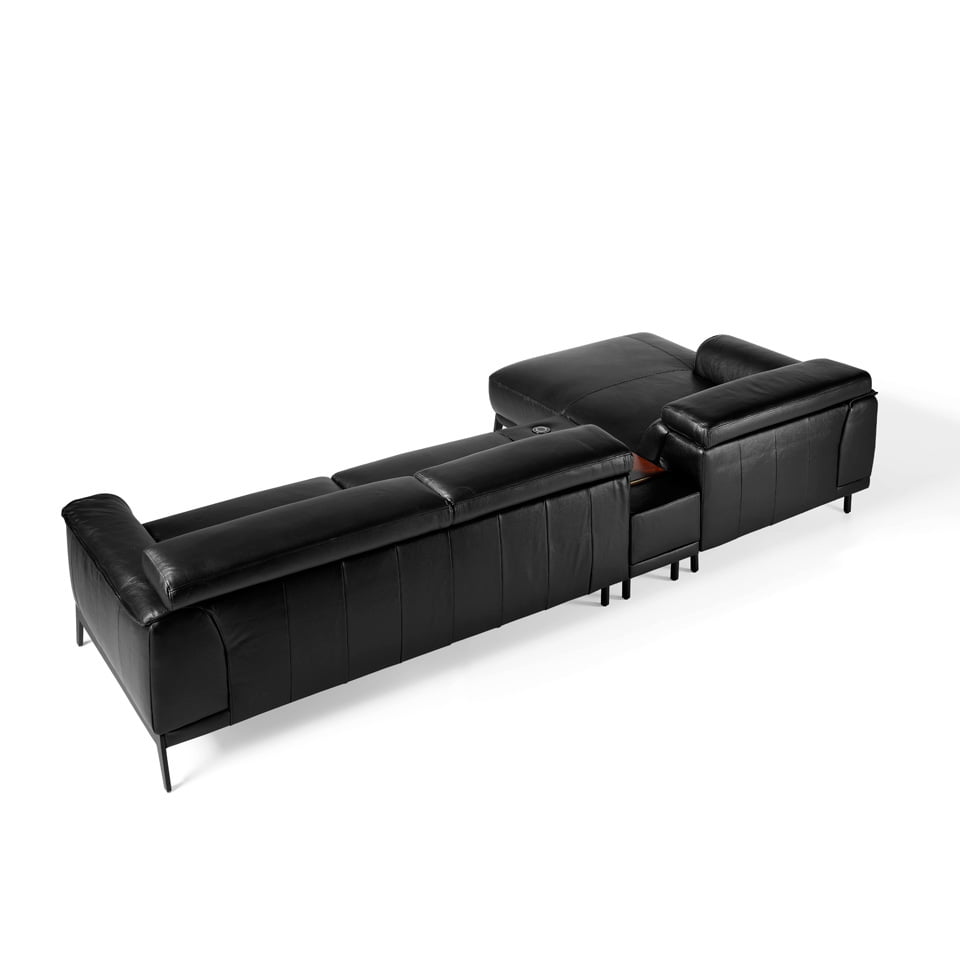 Chaise longue sofa upholstered in leather Chaise longue sofa upholstered in leather