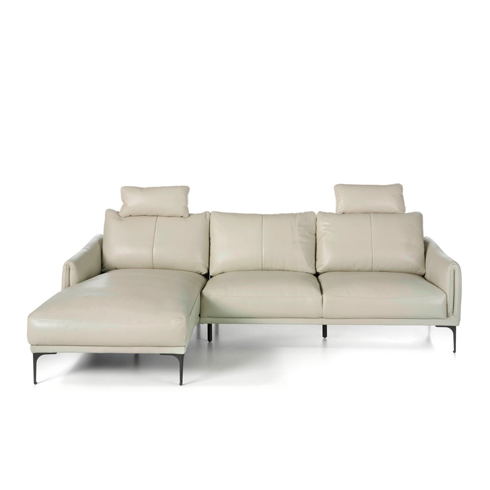Chaise longue sofa upholstered in leather Chaise longue sofa upholstered in leather