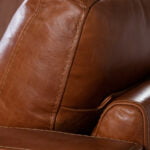 3-seater sofa upholstered in leather with Walnut wood legs