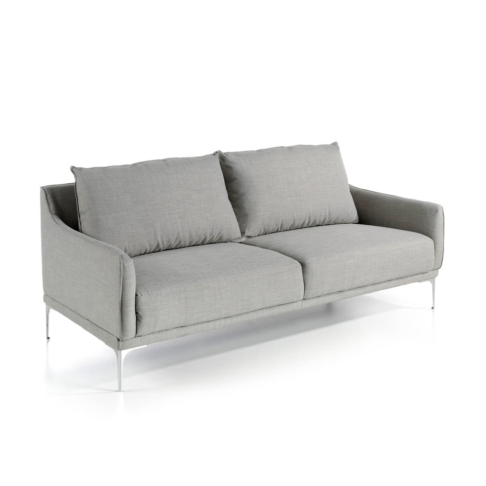 3-Sitzer-Sofa mit Stoffbezug und Beinen aus verchromtem Stahl