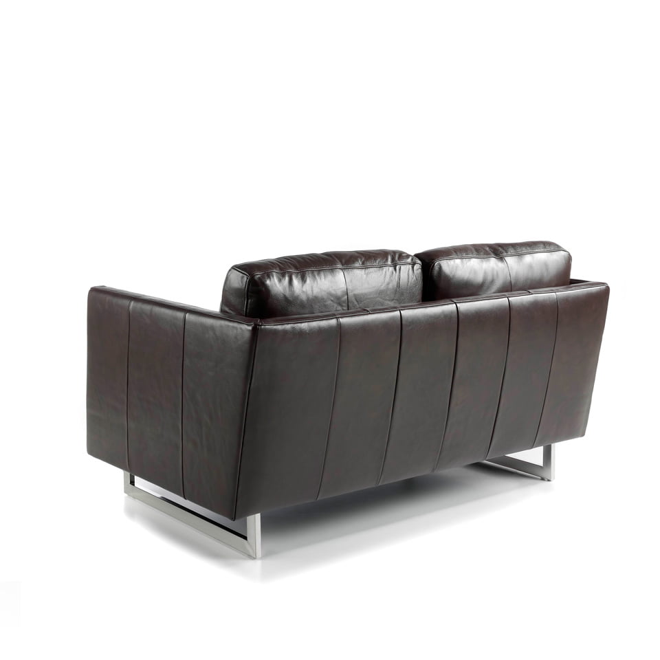 2 seater sofa upholstered in leather with chrome steel legs 2 seater sofa upholstered in leather with chrome steel legs