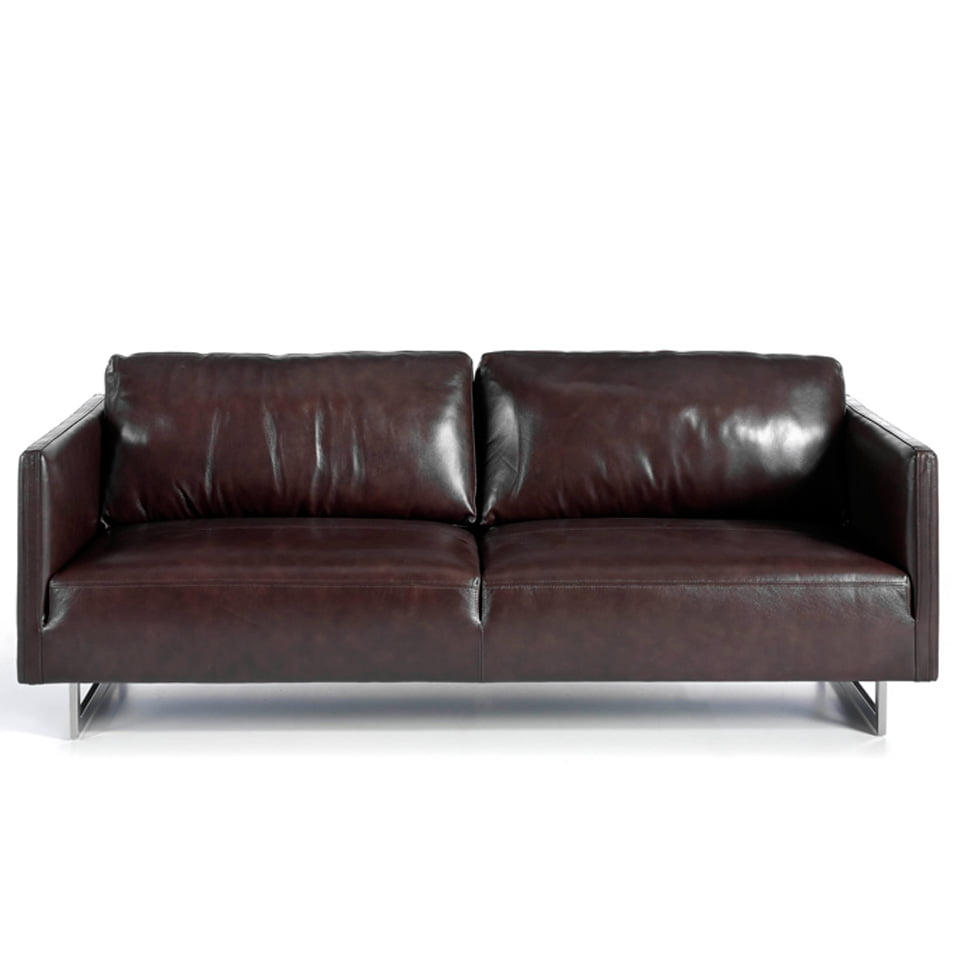 3 seat leather upholstered sofa with stainless steel legs 3 seat leather upholstered sofa with stainless steel legs