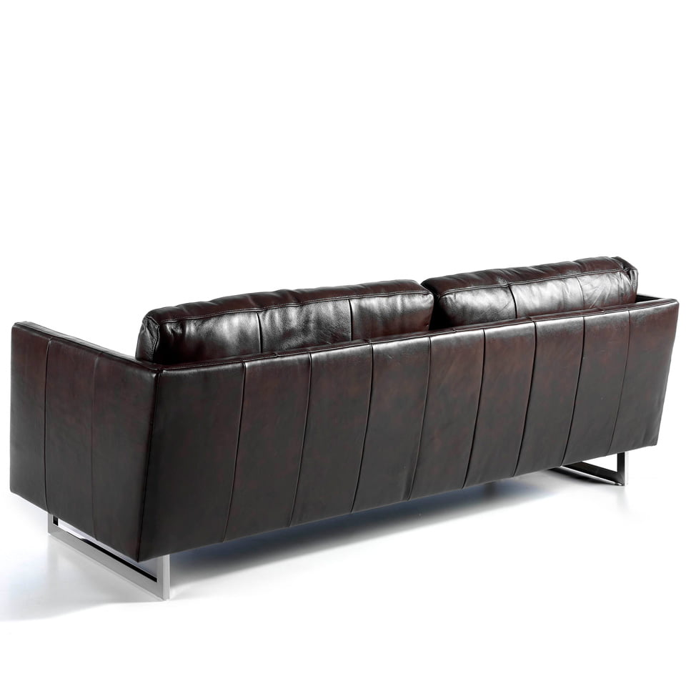 3 seat leather upholstered sofa with stainless steel legs 3 seat leather upholstered sofa with stainless steel legs
