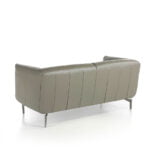 2-seater sofa upholstered in leather with polished steel legs