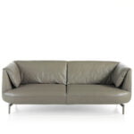 3-seater sofa upholstered in leather with polished steel legs