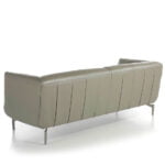 3-seater sofa upholstered in leather with polished steel legs