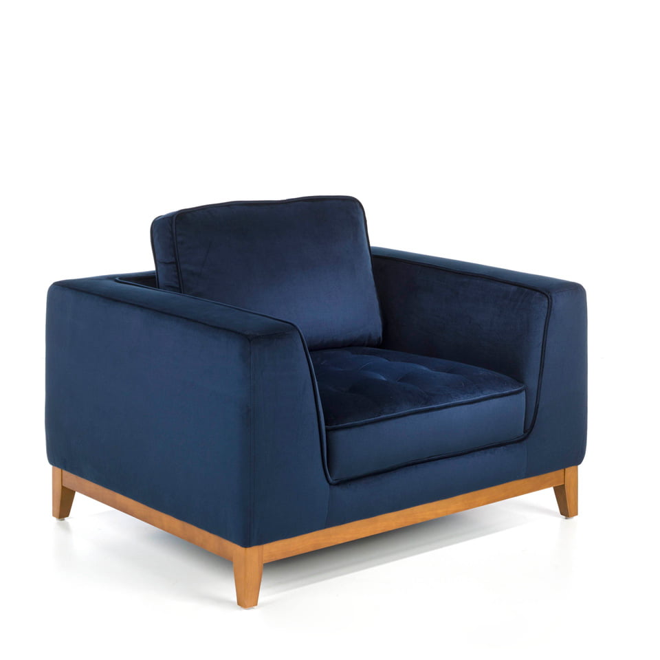 Armchair with legs in wood upholstered in velvet effect fabric Armchair with legs in wood upholstered in velvet effect fabric