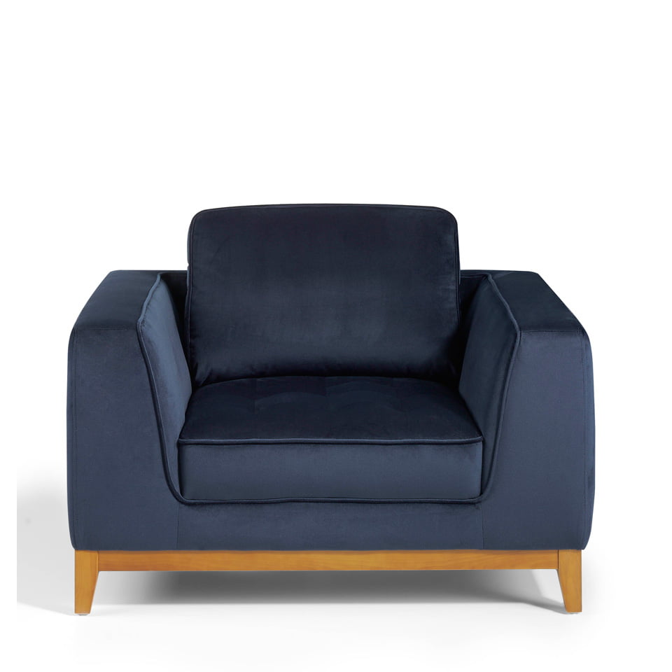 Armchair with legs in wood upholstered in velvet effect fabric Armchair with legs in wood upholstered in velvet effect fabric