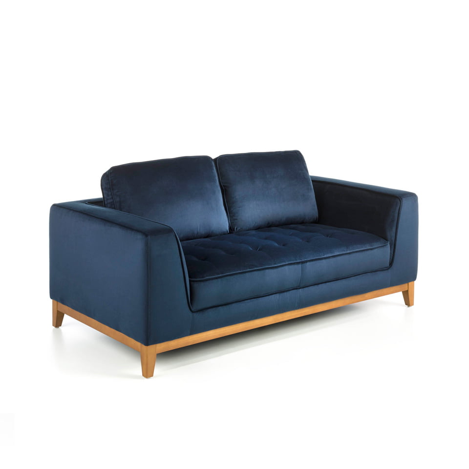2-seater sofa upholstered in velvet with Walnut wood legs 2-seater sofa upholstered in velvet with Walnut wood legs
