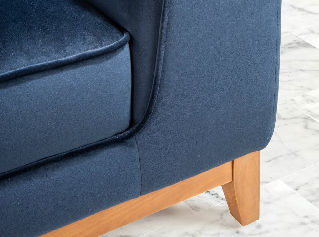 2-seater sofa upholstered in velvet with Walnut wood legs 2-seater sofa upholstered in velvet with Walnut wood legs