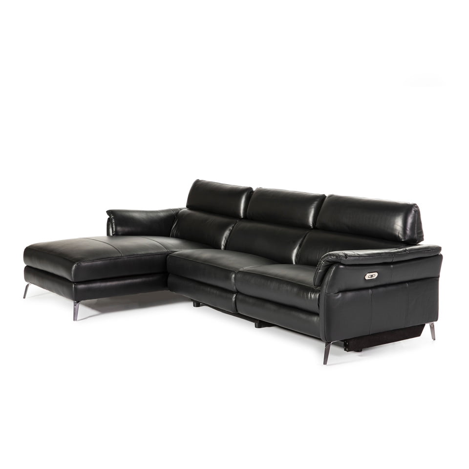 Chaise longue Sofa upholstered in leather with folding electric relax mechanism Chaise longue Sofa upholstered in leather with folding electric relax mechanism