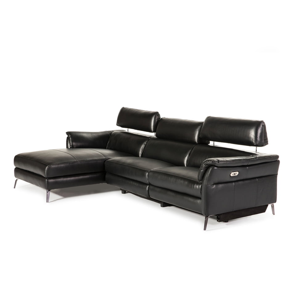 Chaise longue Sofa upholstered in leather with folding electric relax mechanism Chaise longue Sofa upholstered in leather with folding electric relax mechanism
