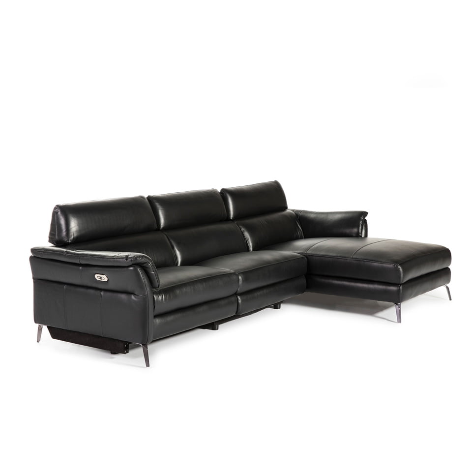 Chaise longue Sofa upholstered in leather with folding electric relax mechanism Chaise longue Sofa upholstered in leather with folding electric relax mechanism