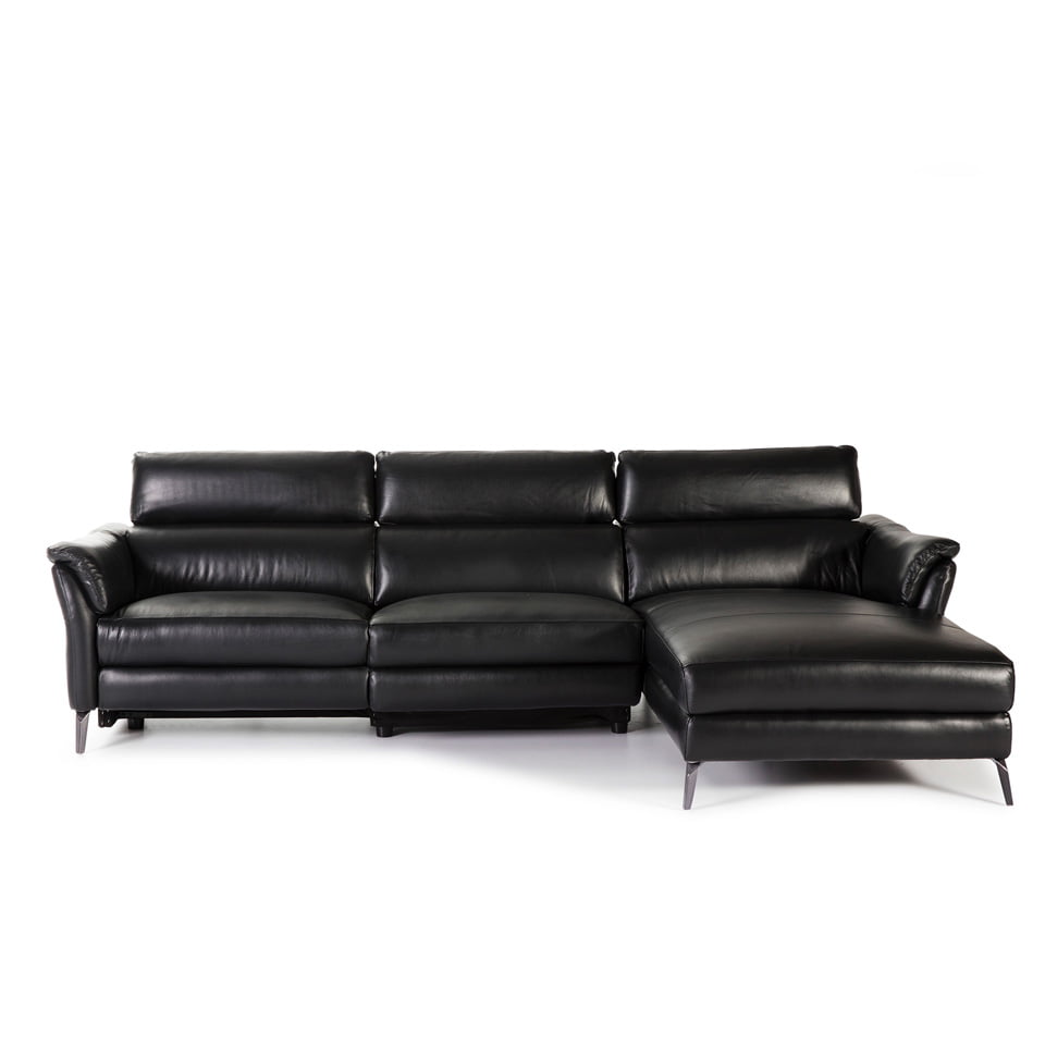Chaise longue Sofa upholstered in leather with folding electric relax mechanism Chaise longue Sofa upholstered in leather with folding electric relax mechanism