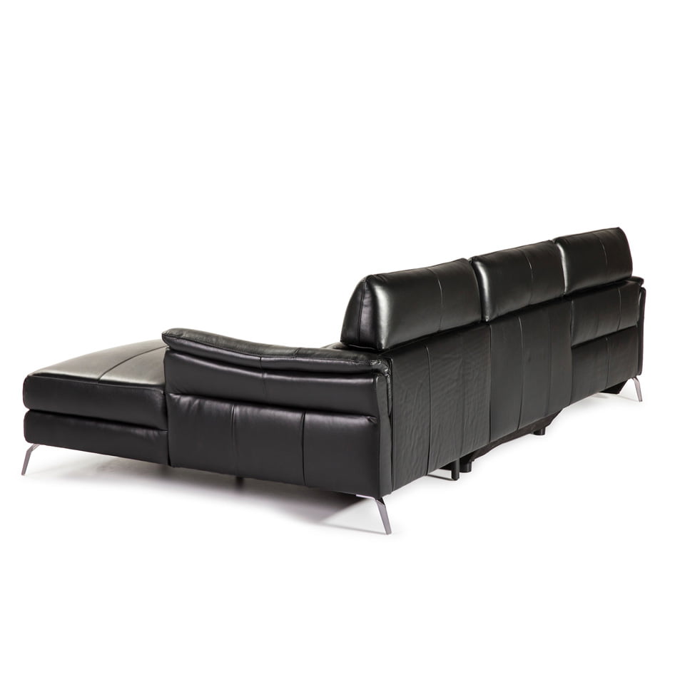 Chaise longue Sofa upholstered in leather with folding electric relax mechanism Chaise longue Sofa upholstered in leather with folding electric relax mechanism