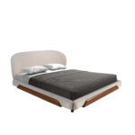 Lit en tissu gris clair