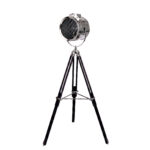 Chrome steel and black steel floor lamp