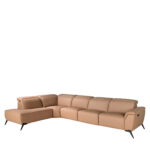 Canapé chaise longue relax modulaire gauche en cuir marron