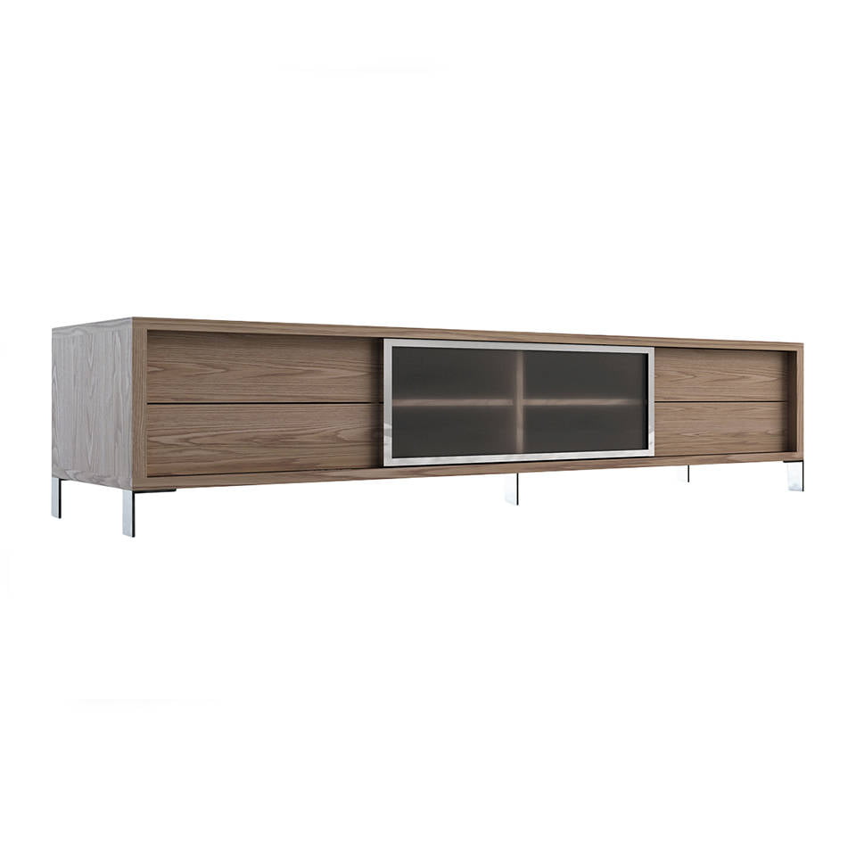TV stand in walnut veneered wood. TV stand in walnut veneered wood.