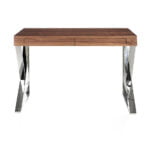 Walnut wood and chrome steel office desk