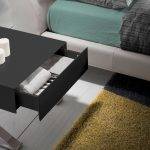 White wooden bedside table and chrome steel