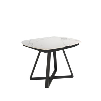 (Español) Mesa comedor extensible ovalada barril mármol porcelánico y acero negro dining table - Angel Cerdá