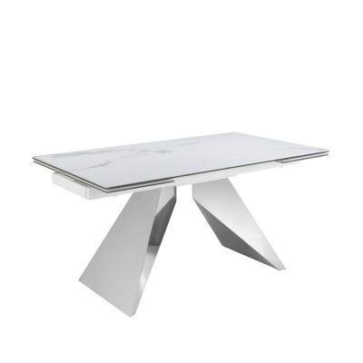 (Español) Mesa comedor extensible rectangular mármol porcelánico y acero cromado dining table- Angel Cerdá