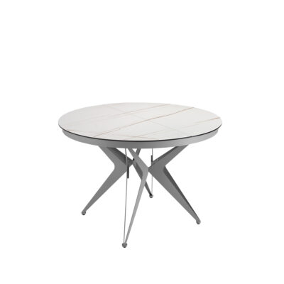 (Español) Mesa comedor extensible redonda mármol porcelánico y acero gris dining table - Angel Cerda