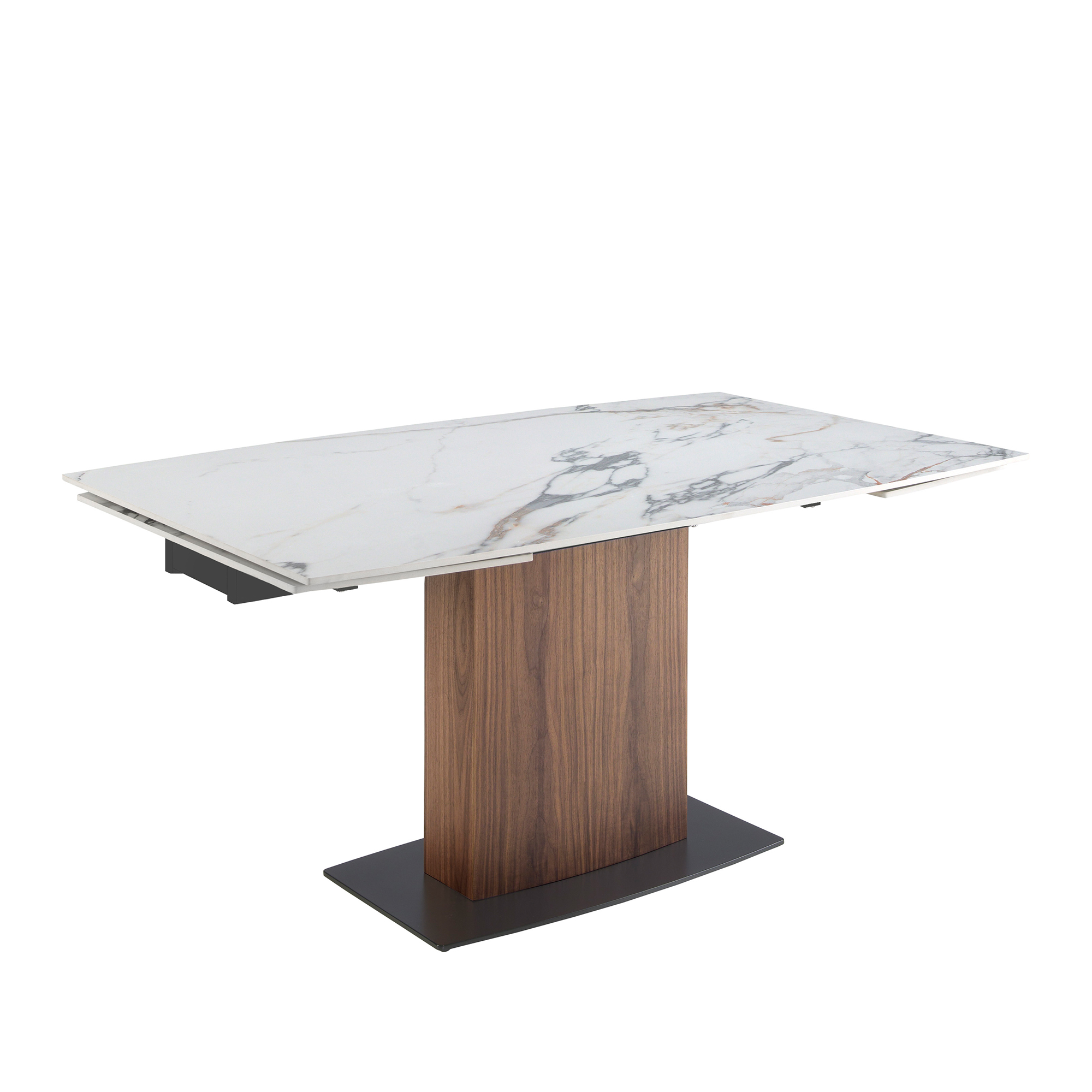 Table à manger à rallonge baril ovale marbre porcelaine