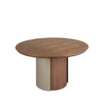 Round dining table walnut and metallic sand steel